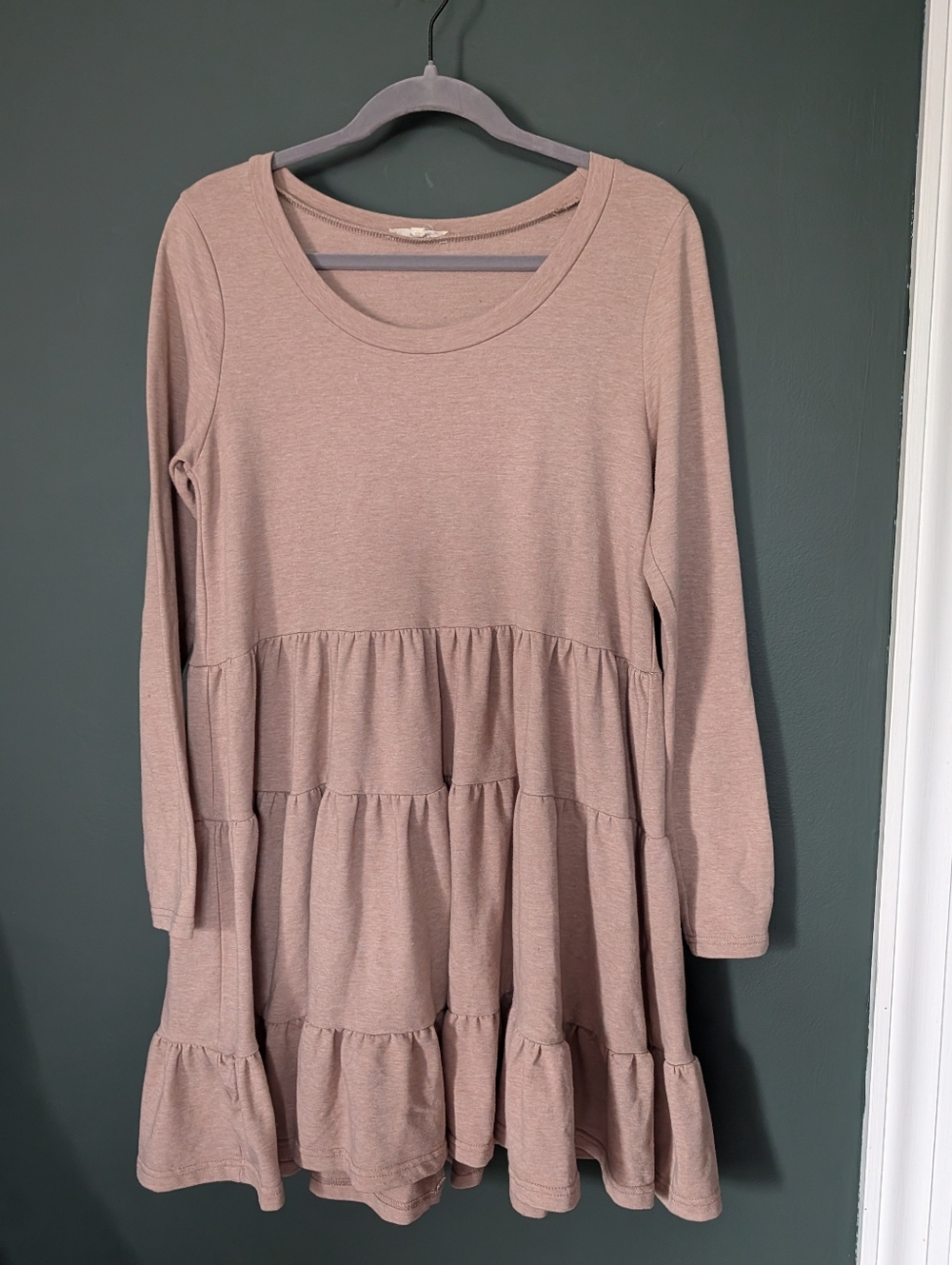 easel Soft Scoop Neck Tiered Dress - Dusty Mauve